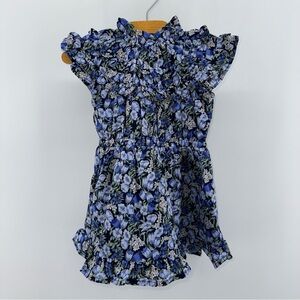 Janie and Jack Baby Girls Blue Floral Chiffon Ruffle Dress